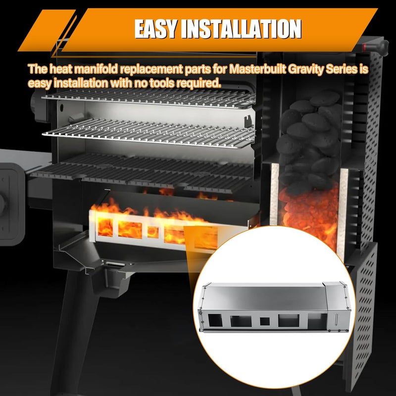 COMVIEE Heat Manifold with Base Kit for Masterbuilt Gravity Series 800 Digital Charcoal Grill and Smokers, Replacement Parts 9904200046 Heat Manifold for Masterbuilt Smokers Models MB20040122 MB20040221 - Image 5